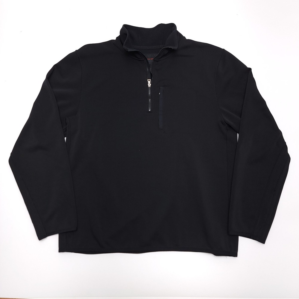 Banana Republic Mens XL Black Quarter Zip Pullover Chest Pocket Fall 2004 Y2K